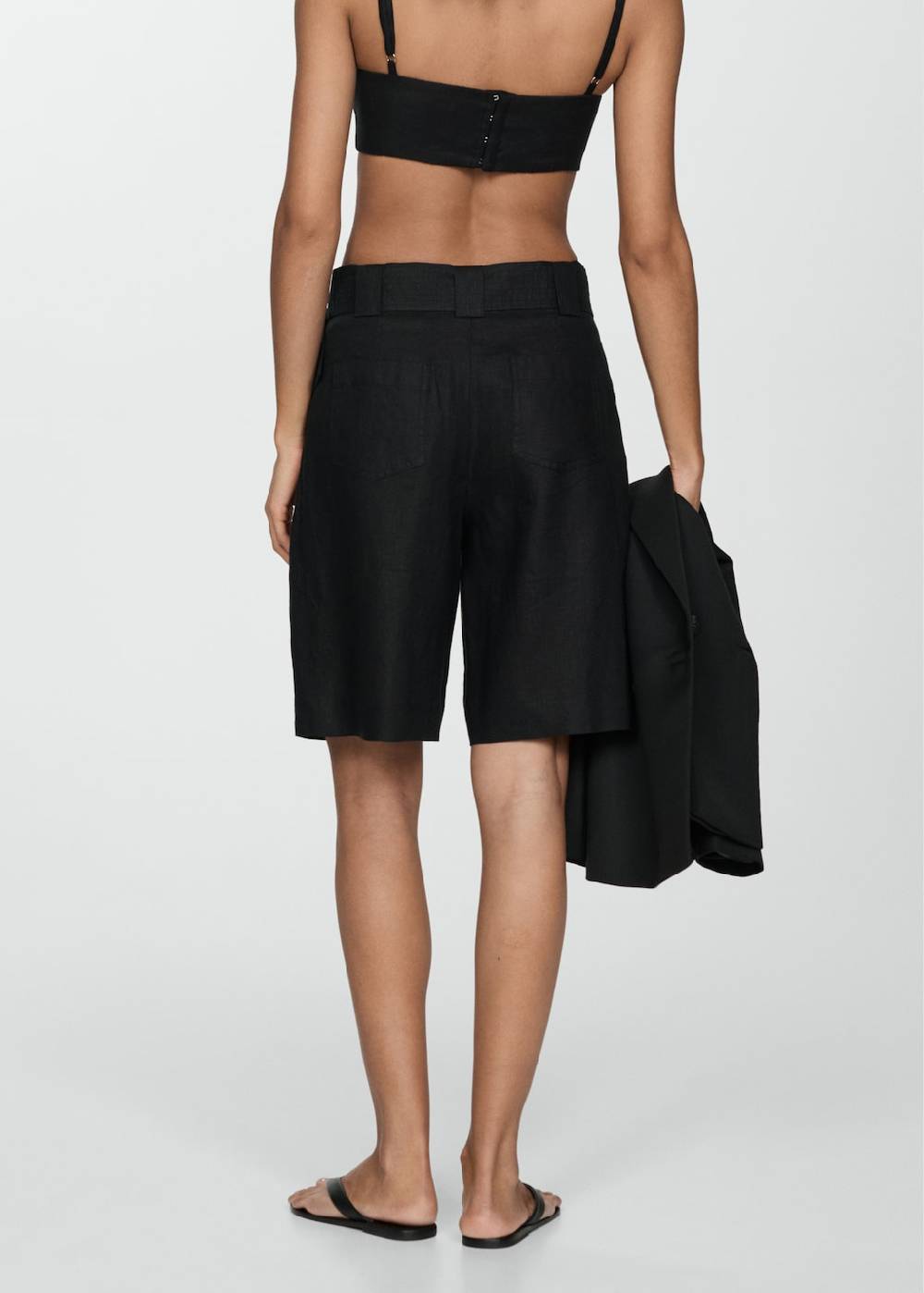Mango Bermudashorts aus 100 % Leinen mit Gürtel Discount Store für neue Produkte