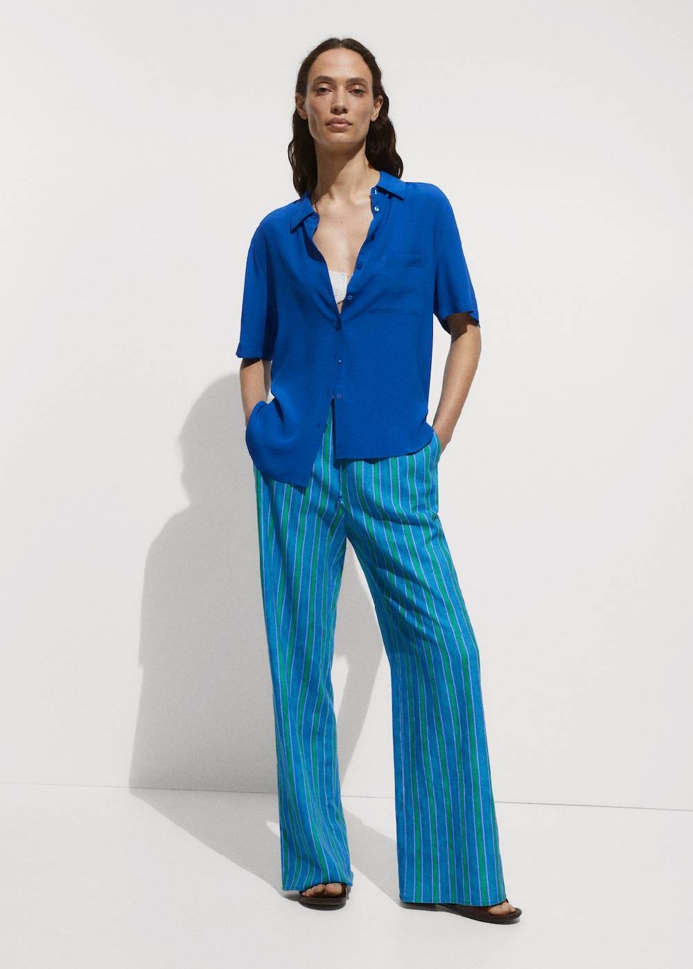 Mango Leinenhose mit Streifenmuster Begrenzt auf 3 Tage