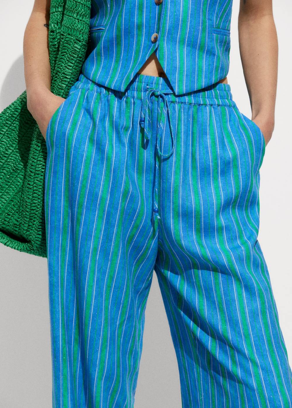 Mango Leinenhose mit Streifenmuster Begrenzt auf 3 Tage