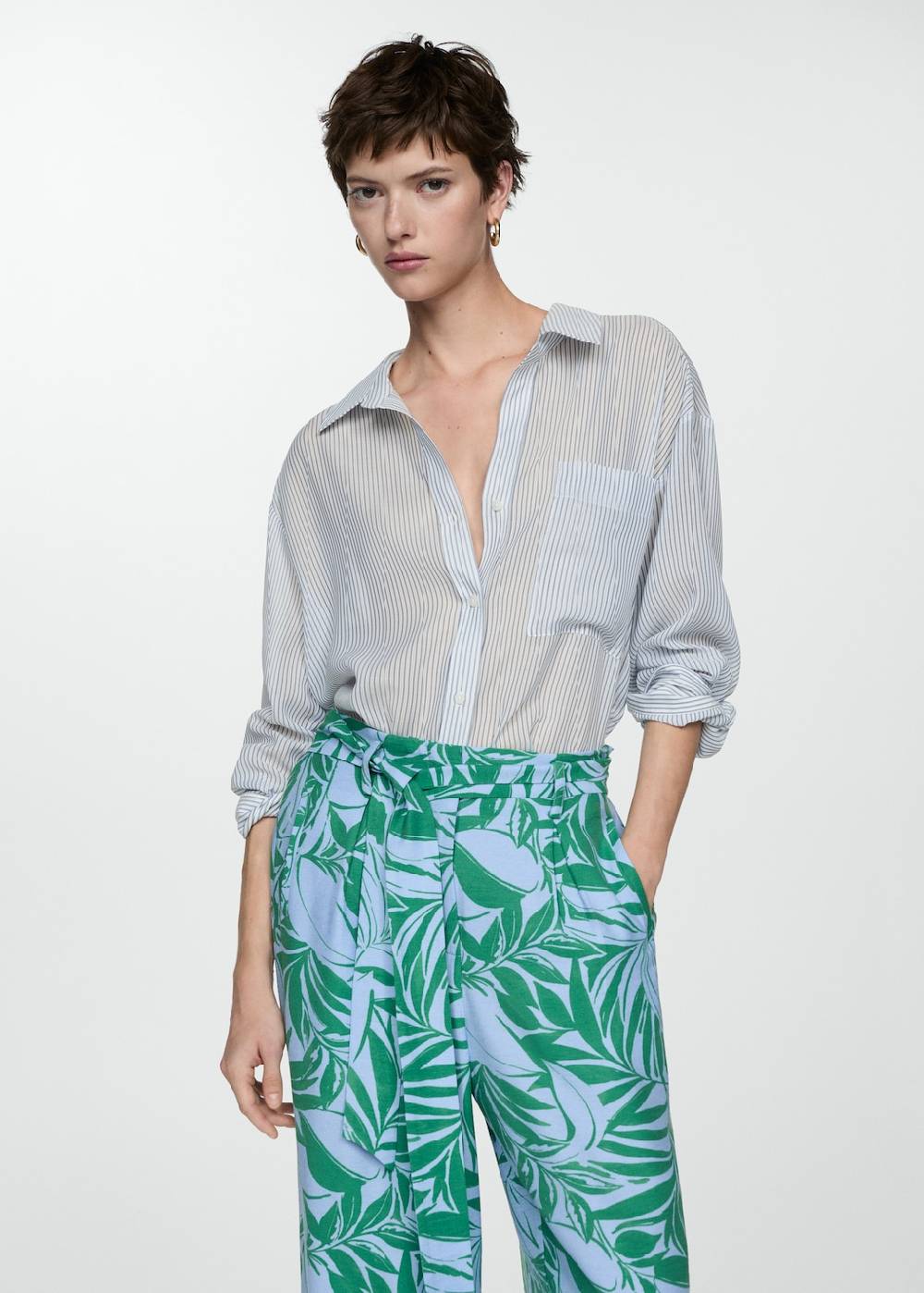 Mango Gemusterte Hose mit Schleife Speichern exportieren