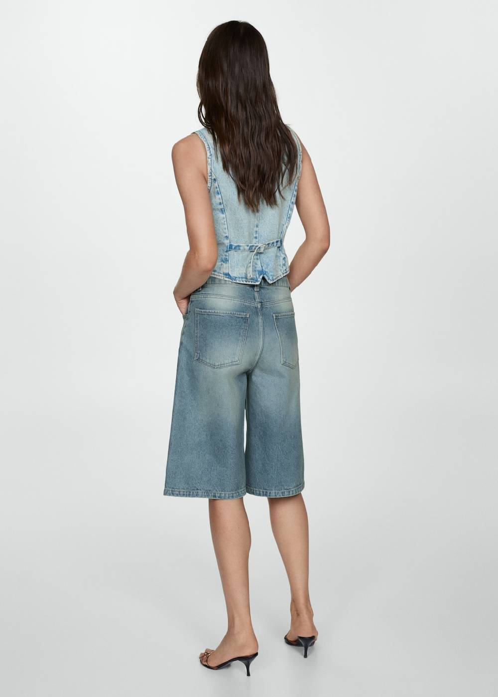 Mango Loose-Fit-Jeans-Bermudashorts Rabatt