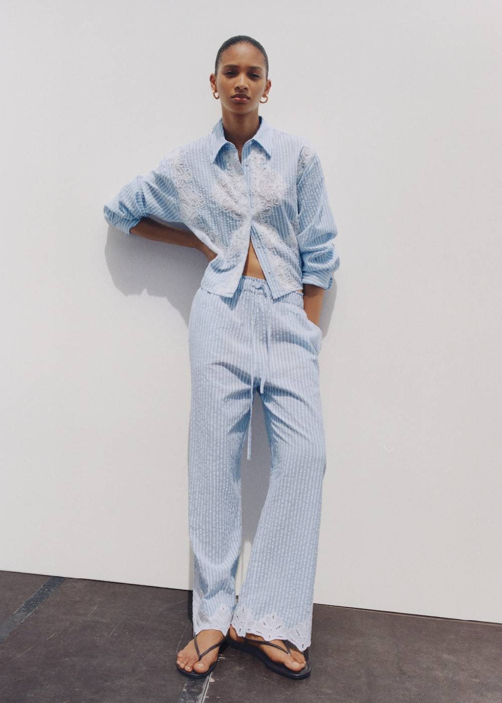 Mango Bestickte Streifenhose Günstig kaufen