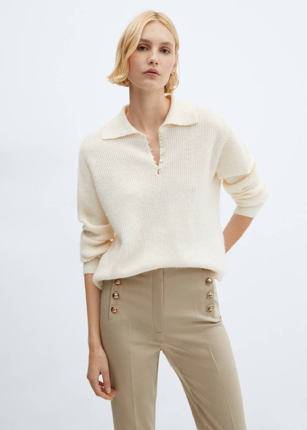 Mango Crop-Hose mit Knöpfen Top Angebot
