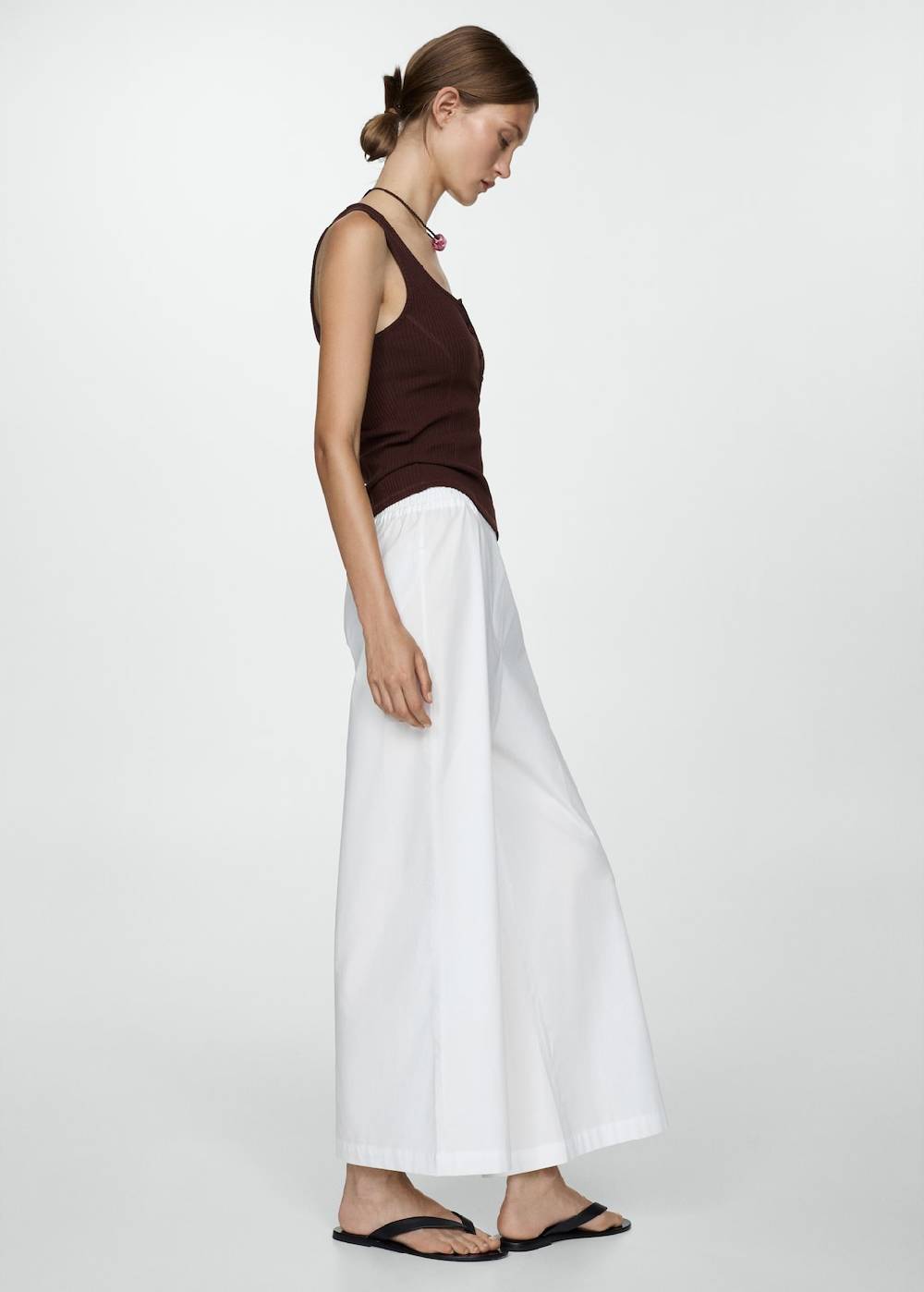 Mango Wideleg-Baumwollhose Neueste Mode