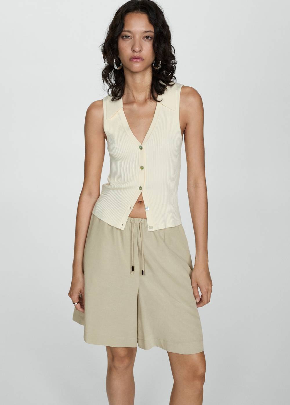 Mango Wideleg-Bermudashorts aus Lyocell Online Outlet