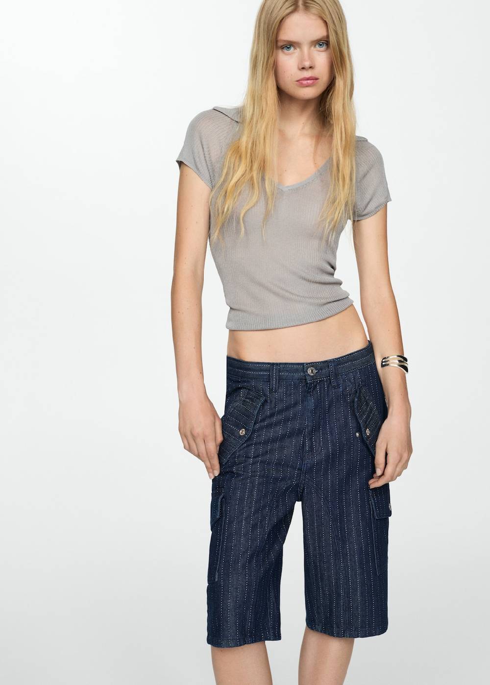 Mango Jeans-Bermudashorts mit Ziernähten Blitzangebot