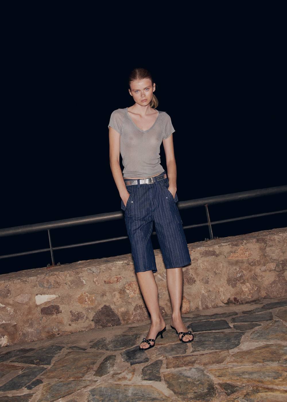 Mango Jeans-Bermudashorts mit Ziernähten Blitzangebot