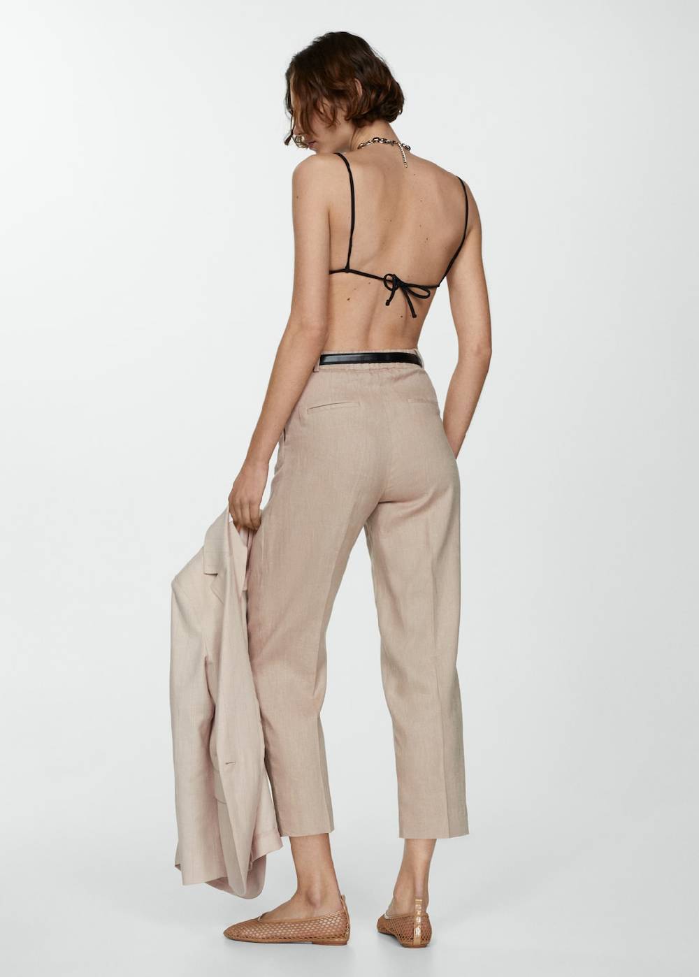 Mango Gerade Hose aus 100 % Leinen Räumungsverkauf