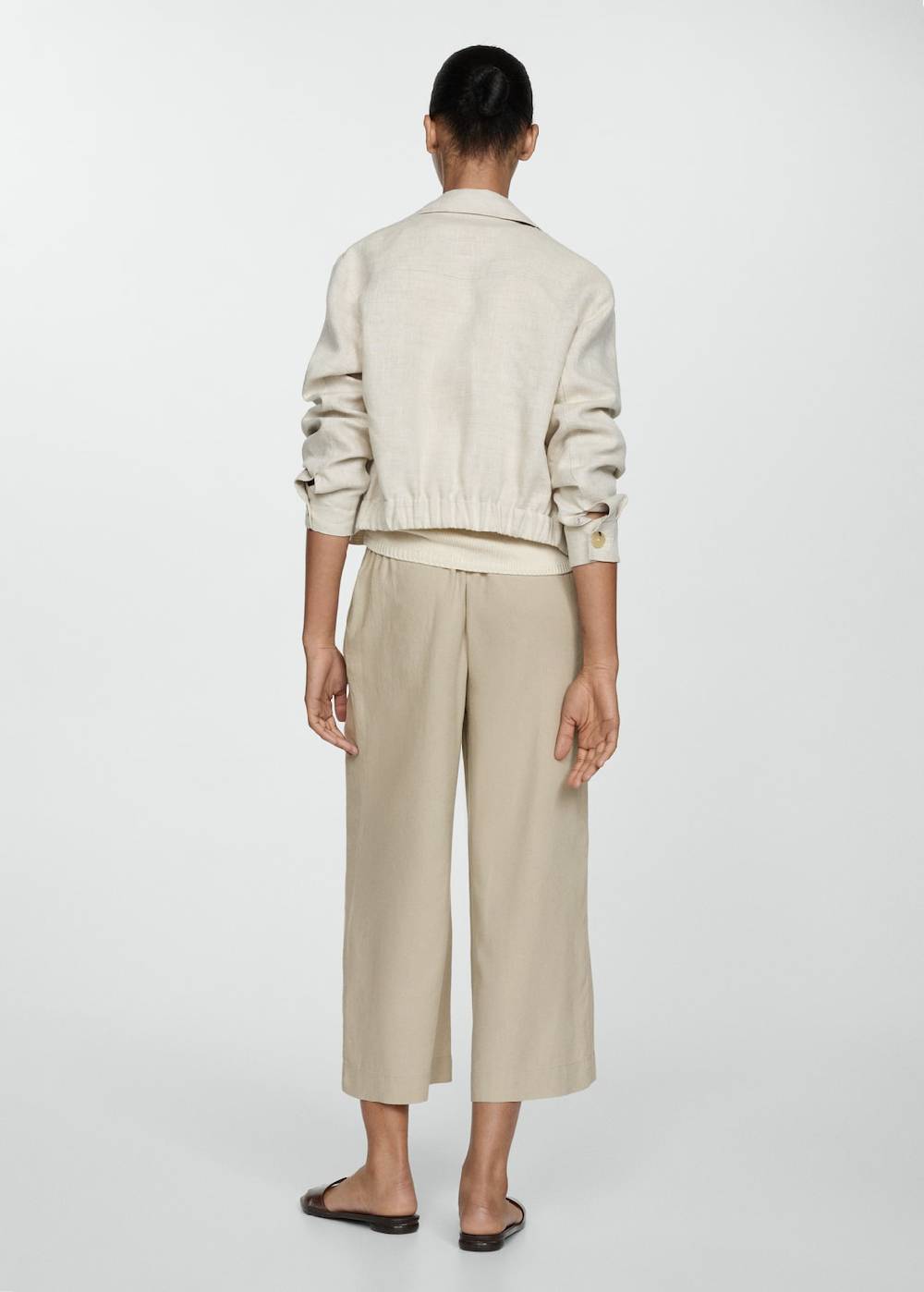 Mango Wideleg-Leinenhose Super Rabatt