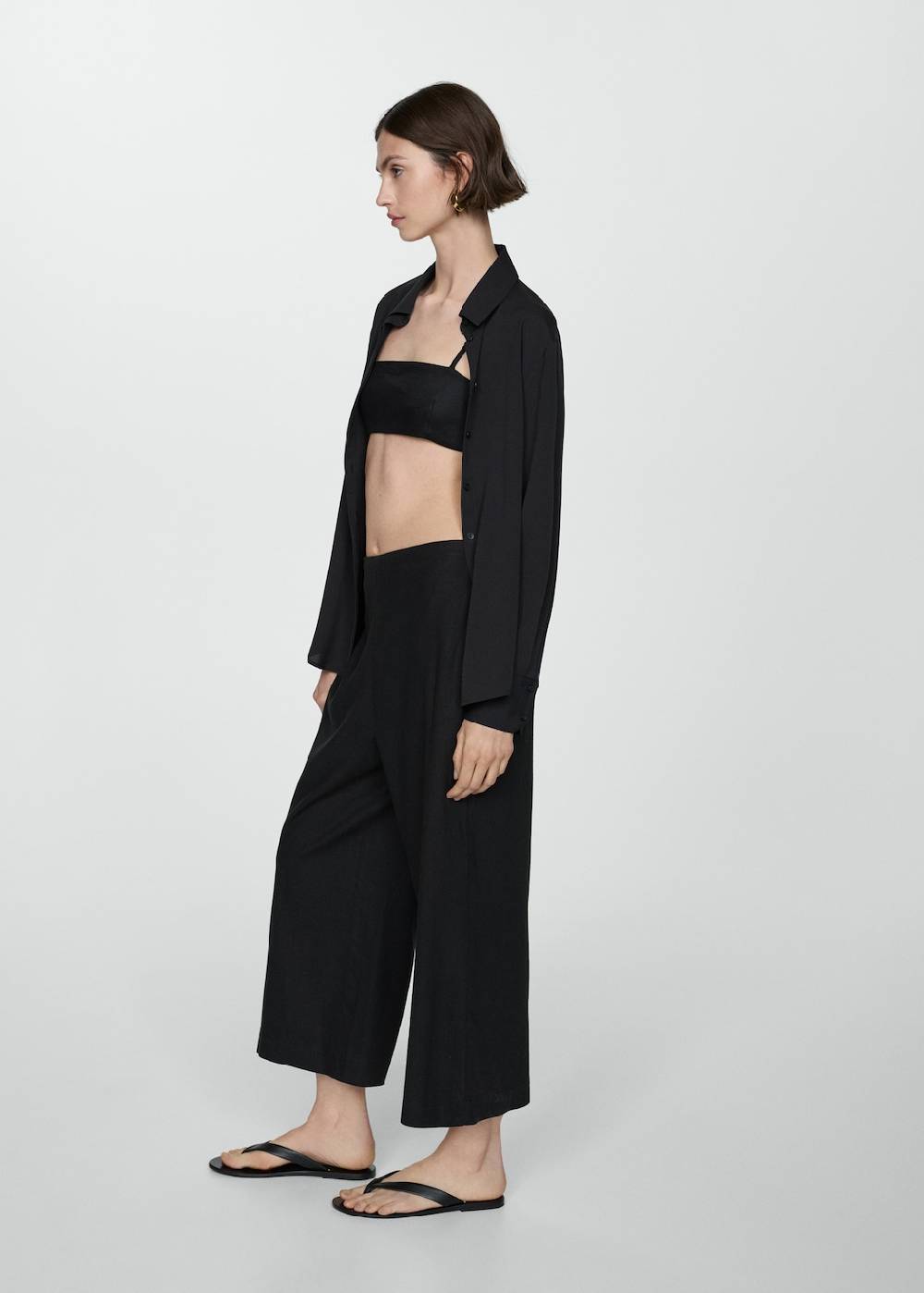 Mango Wideleg-Leinenhose Speichern exportieren