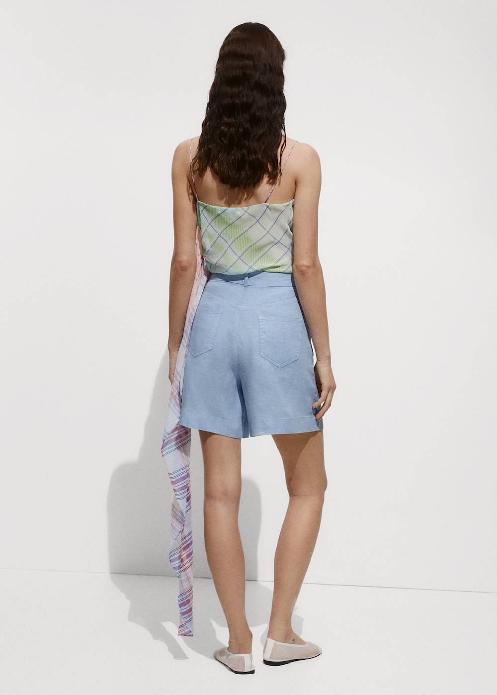 Mango Gerade Shorts aus 100 % Leinen Kostenloser Versand