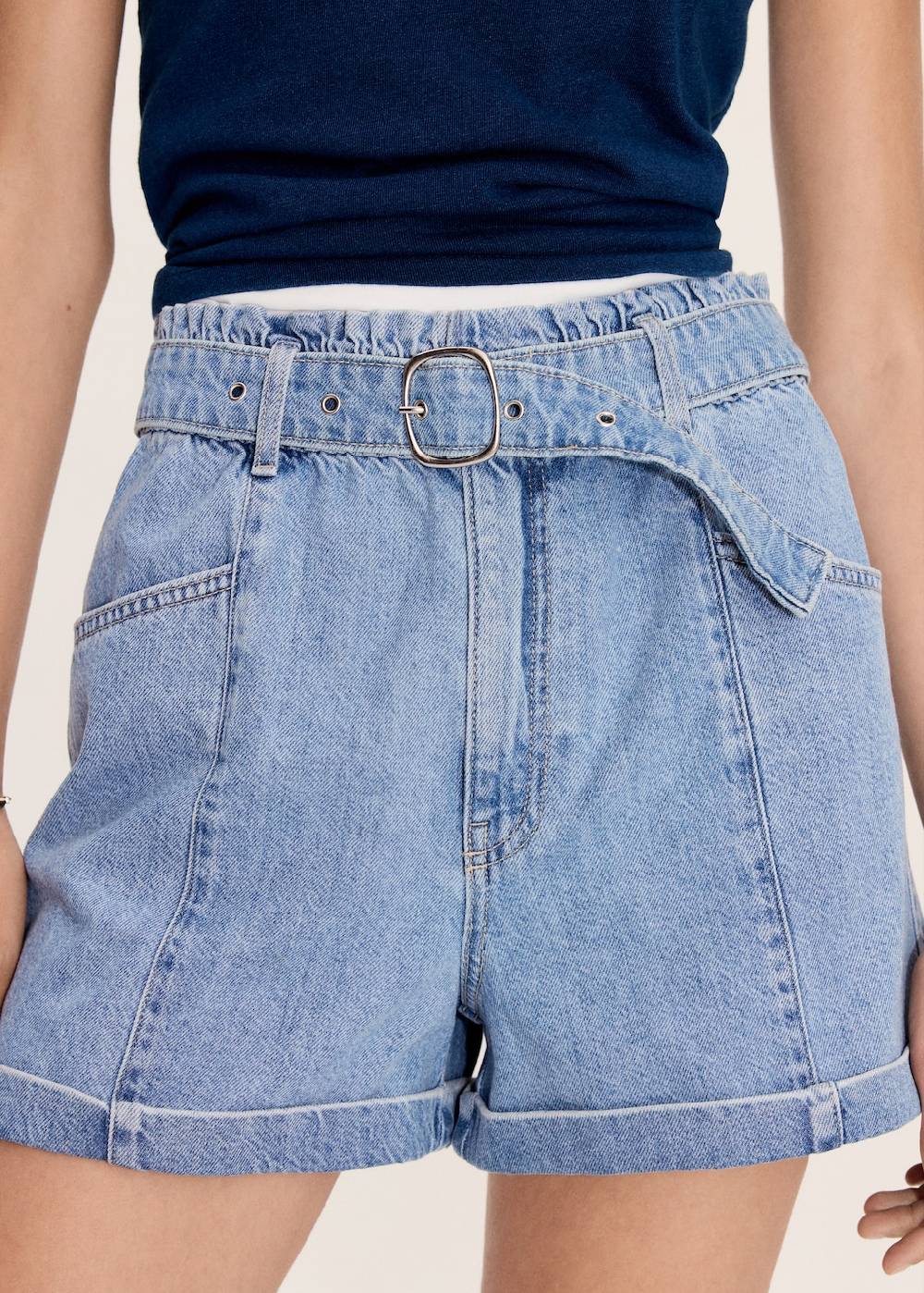 Mango Jeans-Shorts mit Gürtel Günstig kaufen