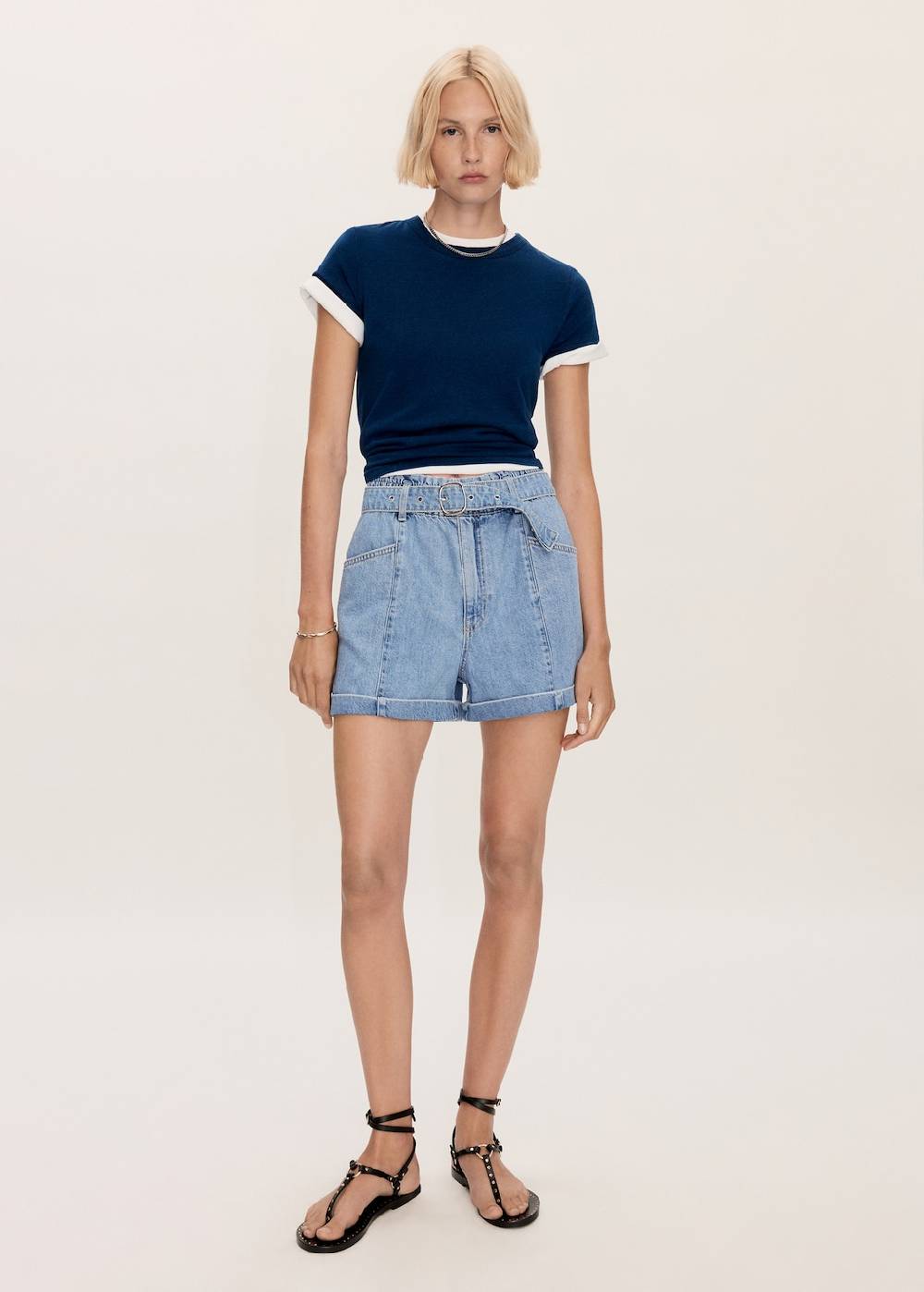 Mango Jeans-Shorts mit Gürtel Günstig kaufen