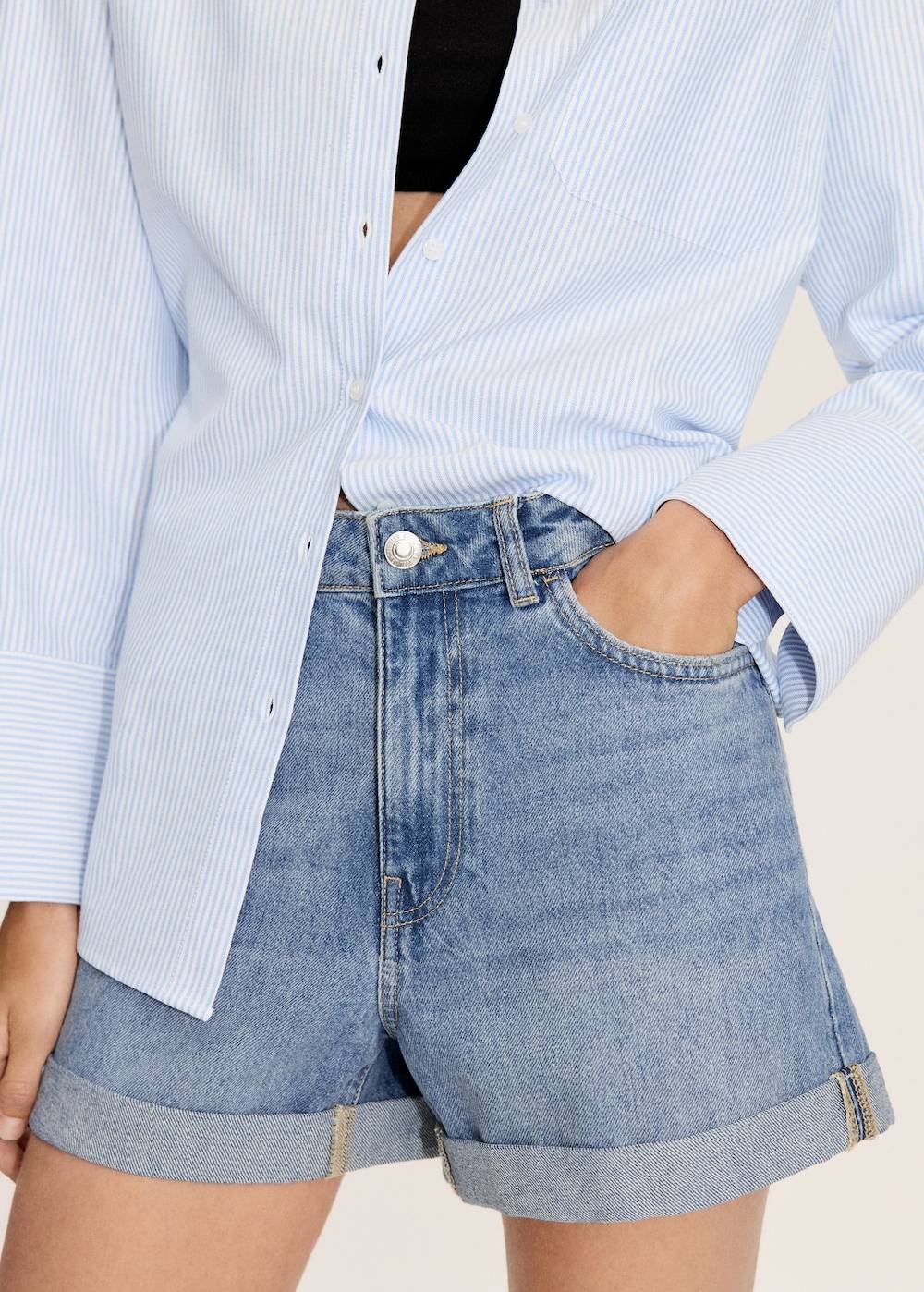 Mango Mom Fit-Jeans-Shorts Begrenztes Angebot