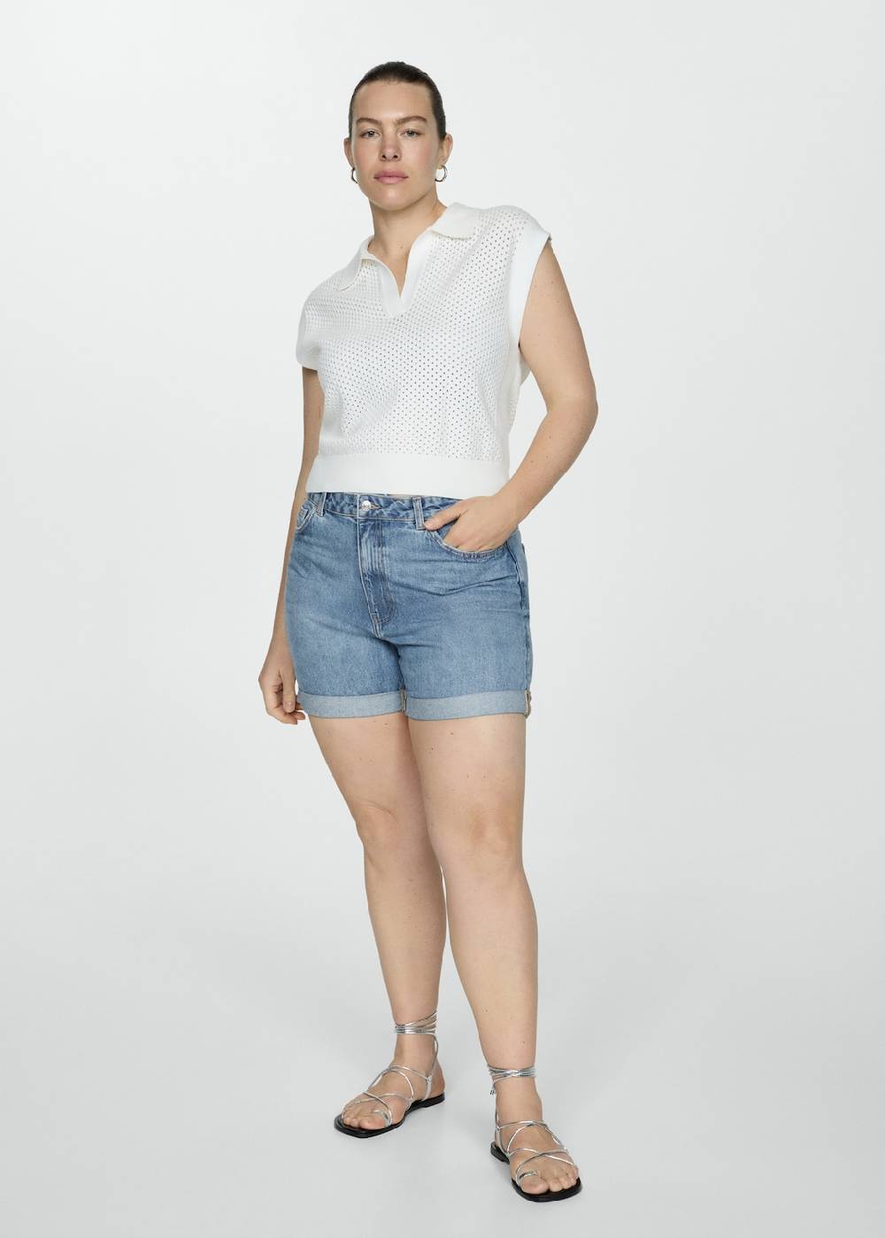 Mango Mom Fit-Jeans-Shorts Begrenztes Angebot
