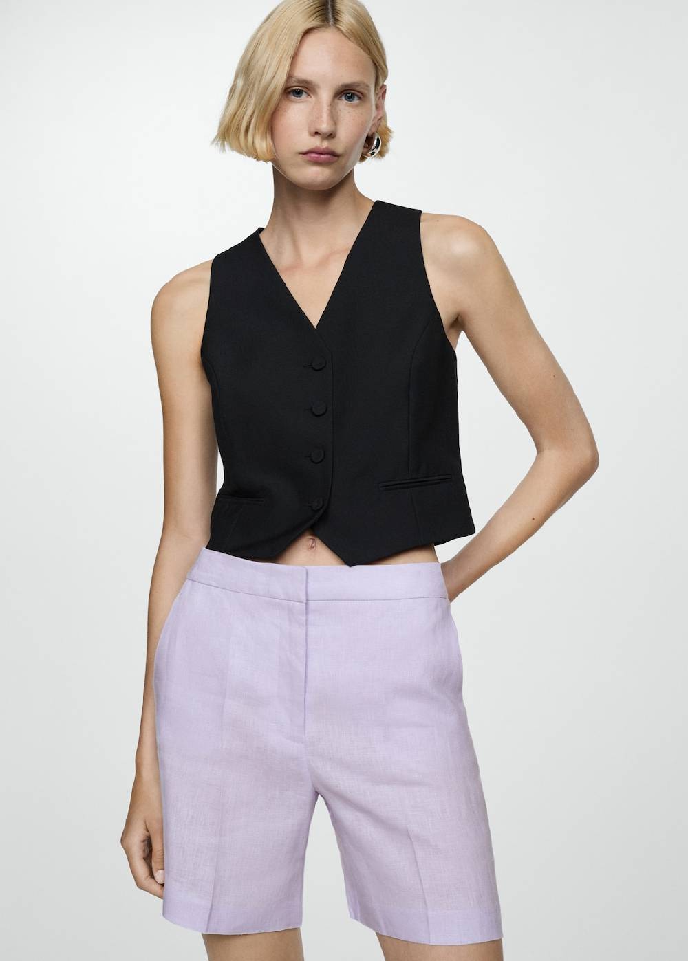 Mango Gerade Shorts aus 100 % Leinen Weihnachtsangebot