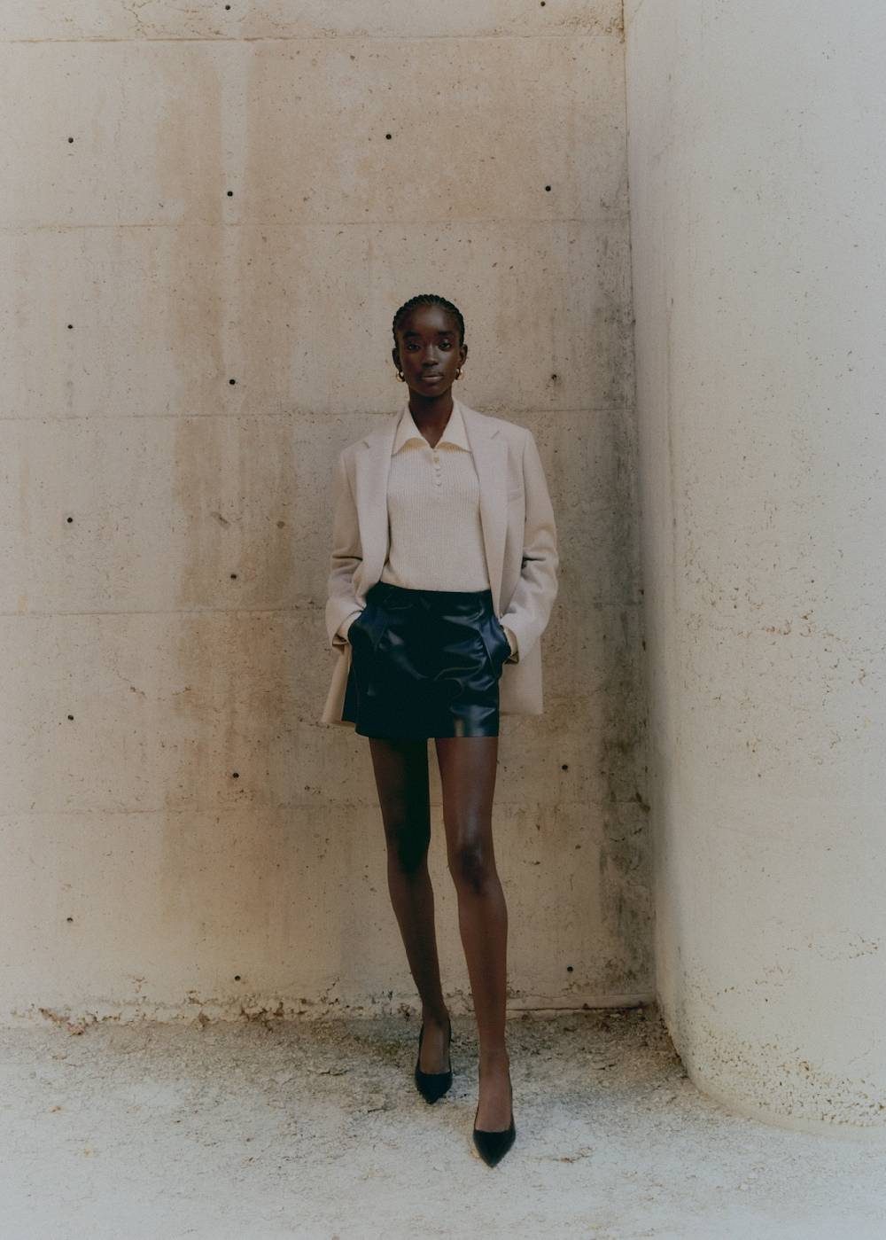 Mango Bundfalten-Shorts mit Leder-Effekt Saisonale Angebote