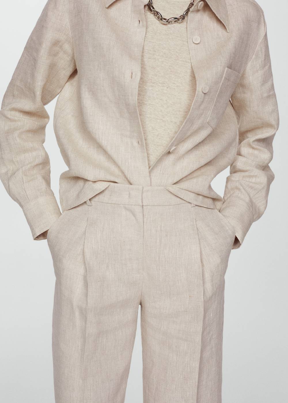 Mango Gerade Leinenhose Räumungsverkauf