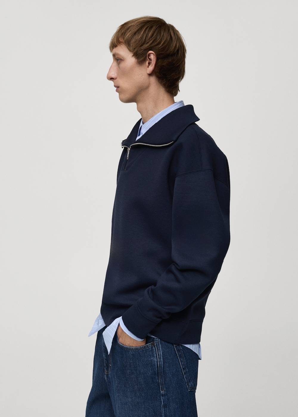 Mango Baumwoll-Sweatshirt mit Zip-Kragen Im Verkauf