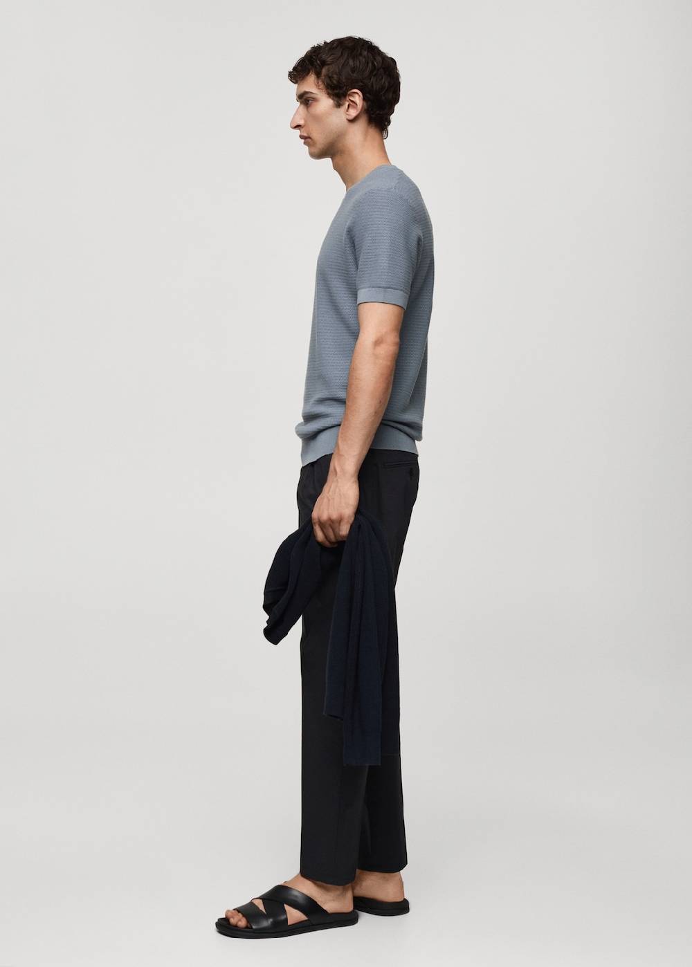 Mango Strick-T-Shirt aus Tencel mit Zopfmuster Rabatt