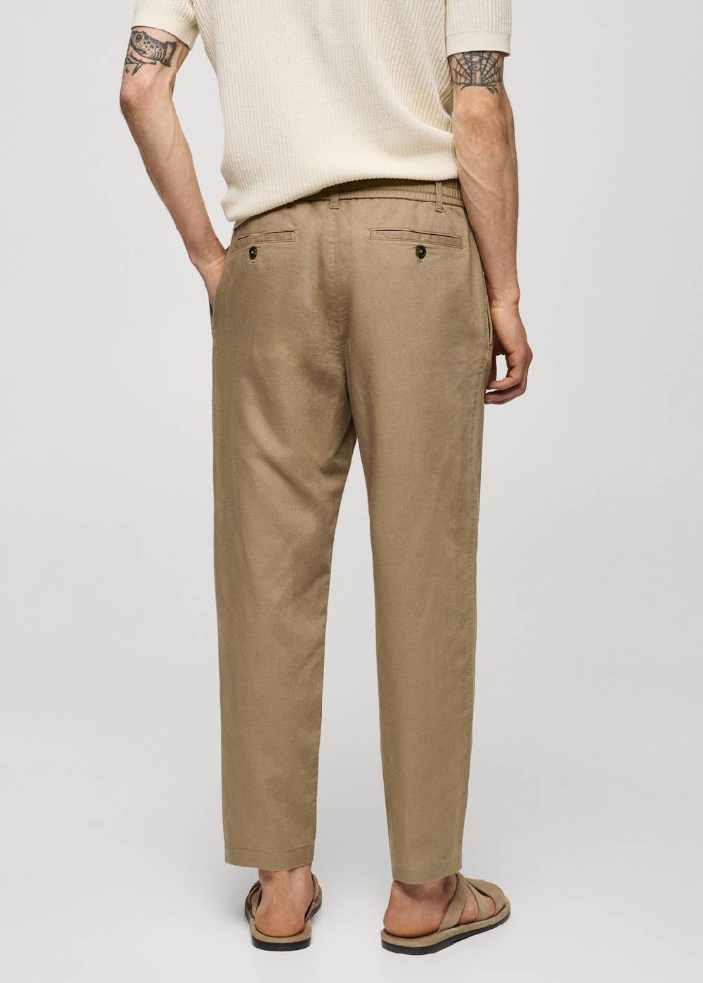 Mango Slim Fit-Leinenhose mit Kordel Saisonschlussverkauf