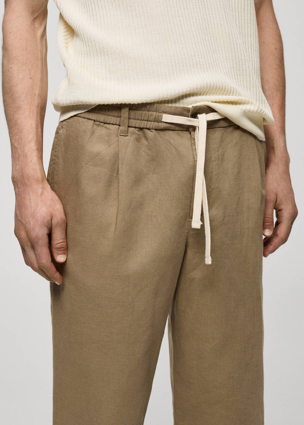 Mango Slim Fit-Leinenhose mit Kordel Saisonschlussverkauf