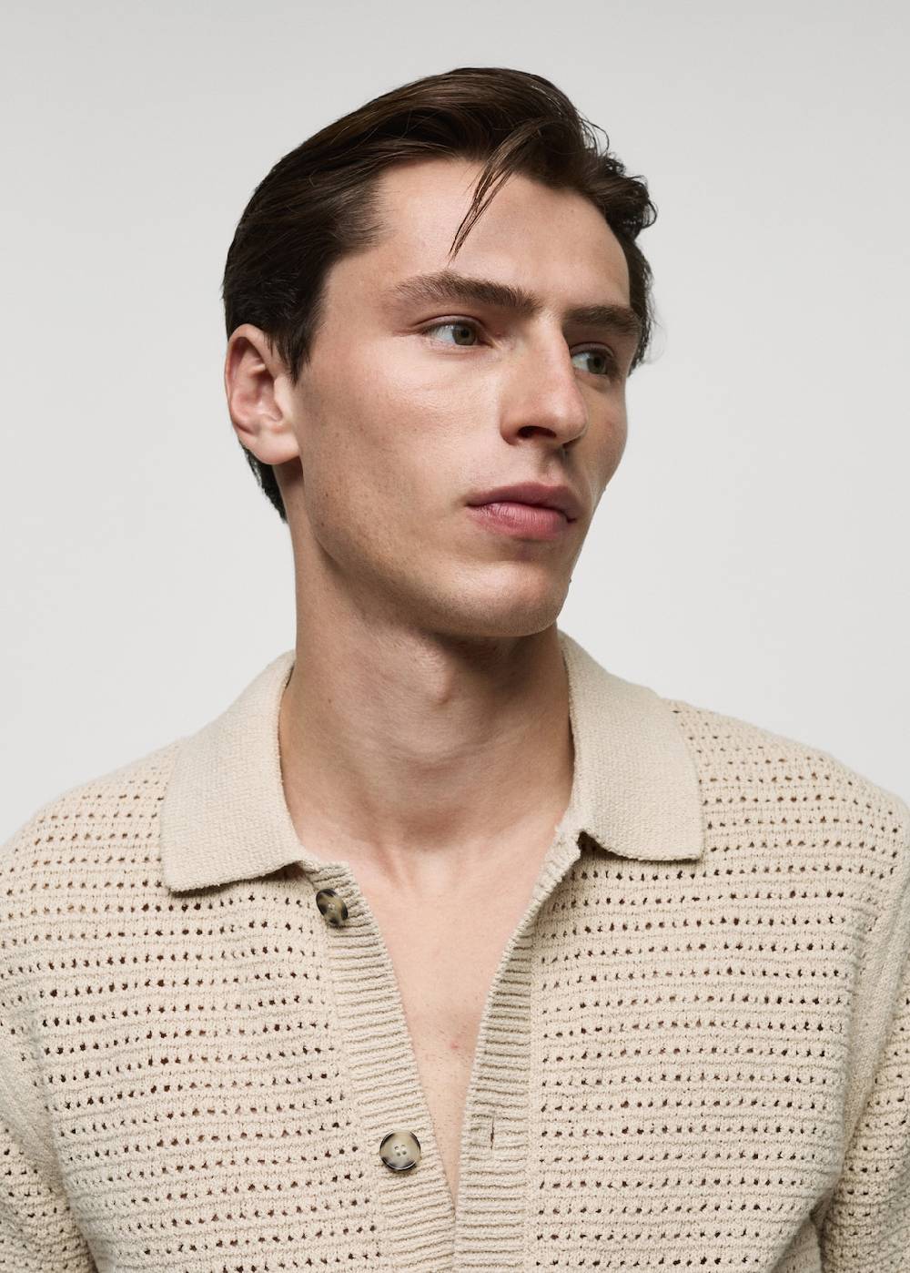 Mango Geknöpftes Strick-Poloshirt mit Lochmuster Cyber Monday