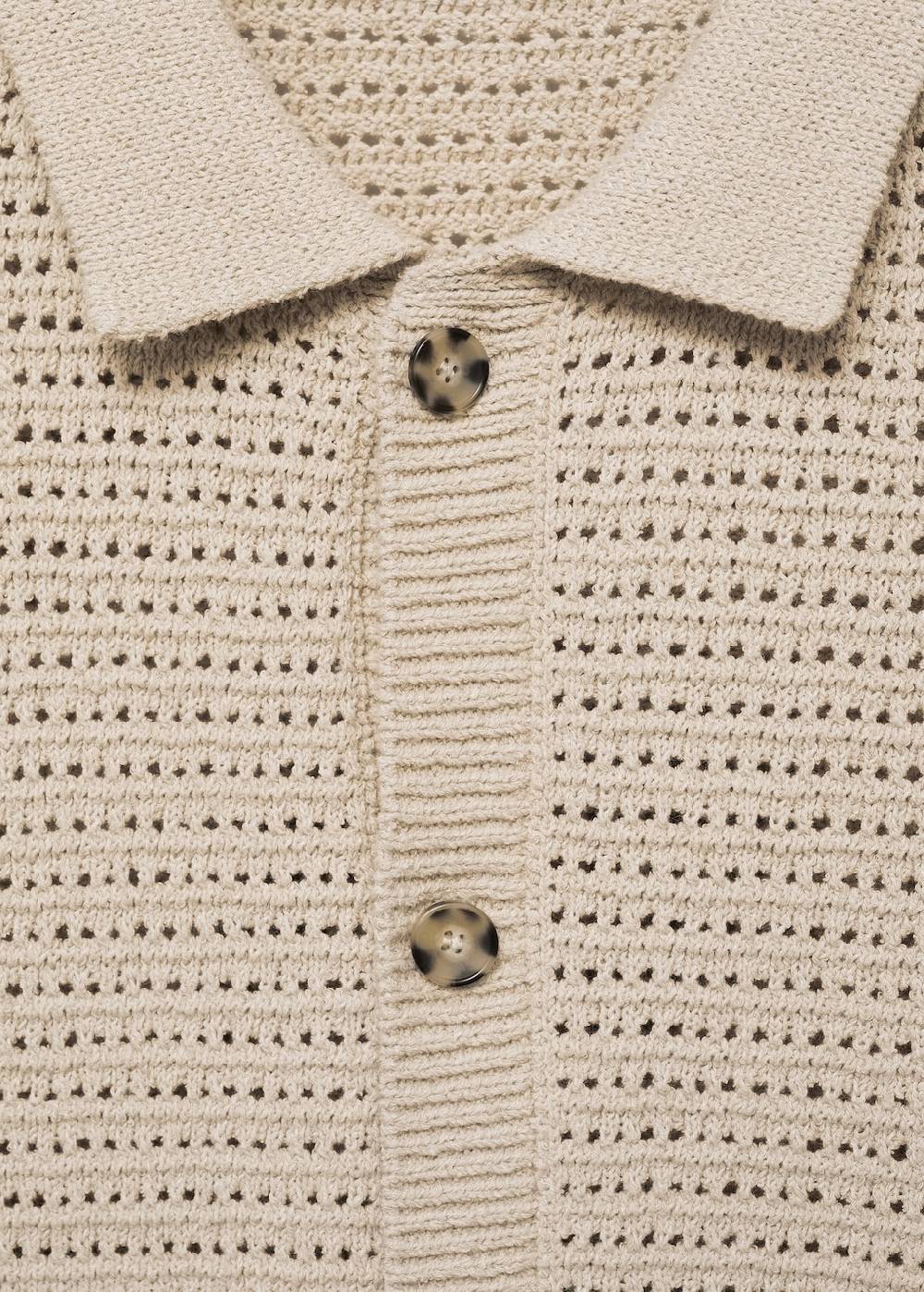 Mango Geknöpftes Strick-Poloshirt mit Lochmuster Cyber Monday