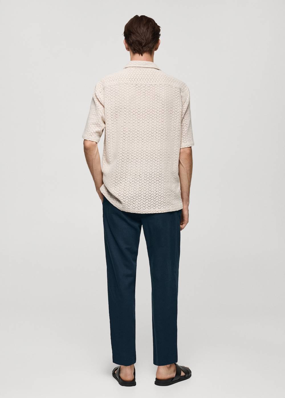Mango Slim Fit-Leinenhose mit Kordel Heißer Verkauf