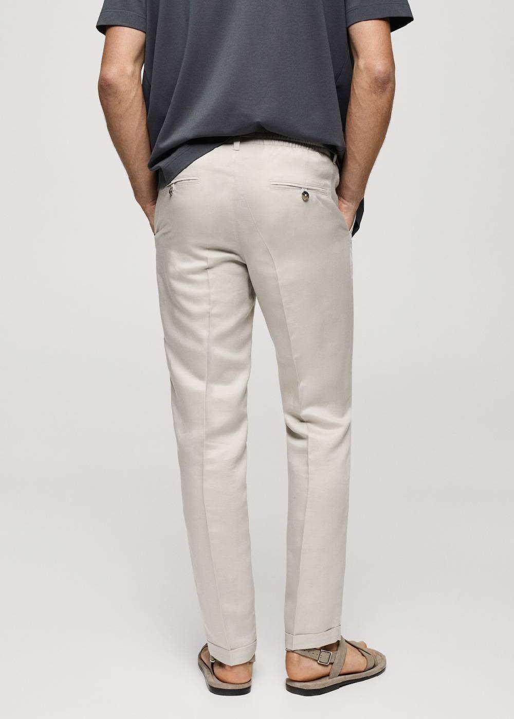 Mango Leinen-Tencel-Hose mit Kordelzug Zeitlich begrenztes Angebot