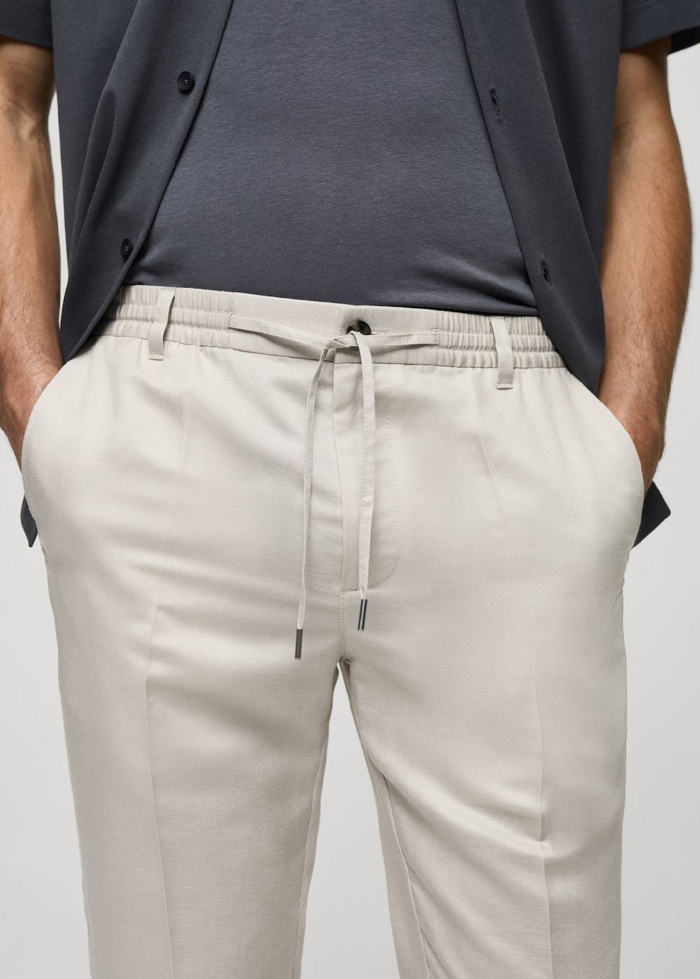 Mango Leinen-Tencel-Hose mit Kordelzug Zeitlich begrenztes Angebot