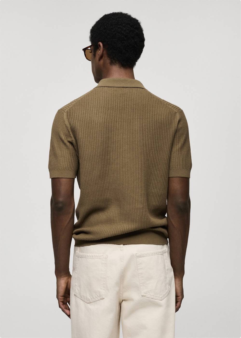 Mango Geripptes Strick-Poloshirt aus Baumwolle Saisonale Angebote