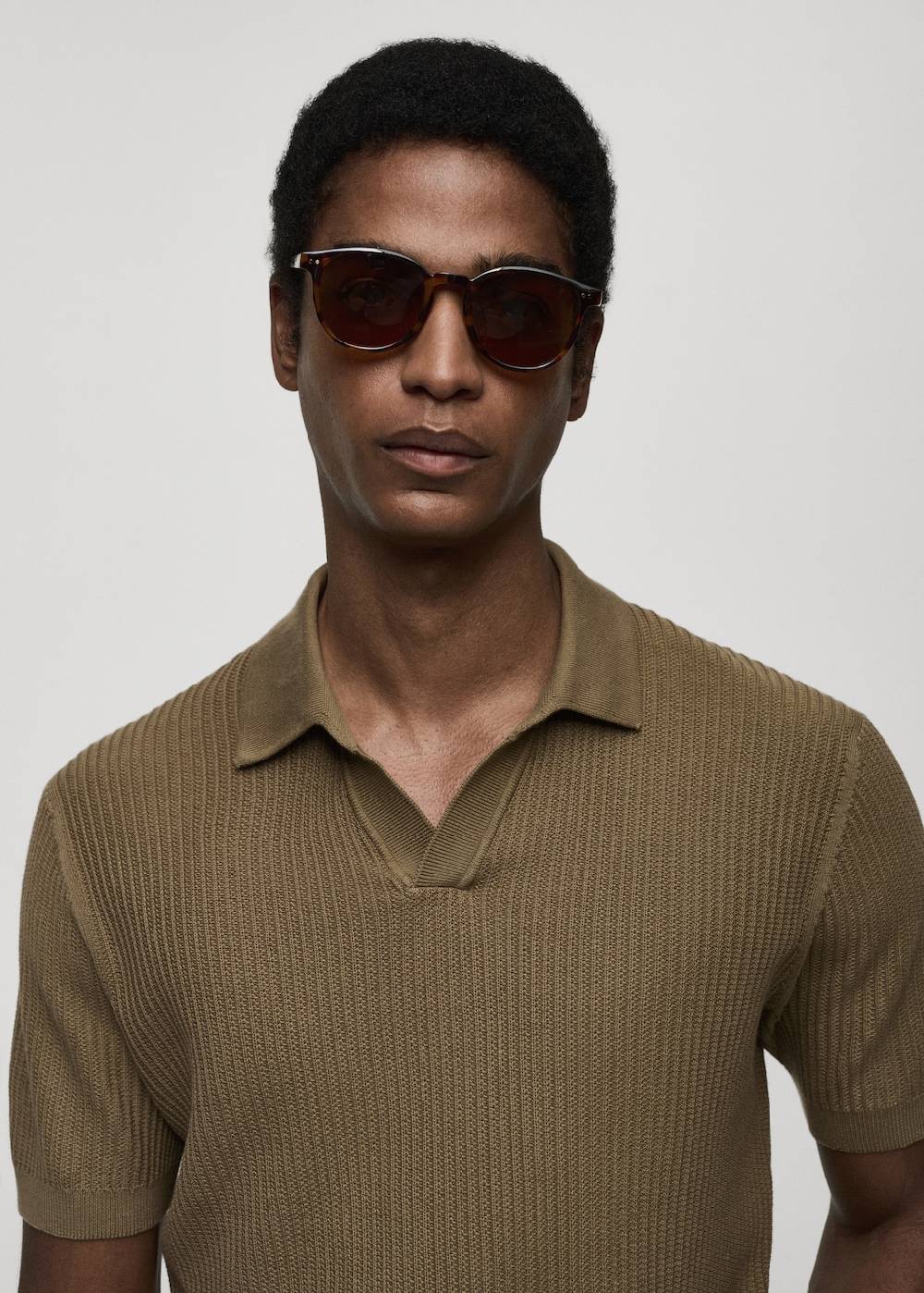 Mango Geripptes Strick-Poloshirt aus Baumwolle Saisonale Angebote