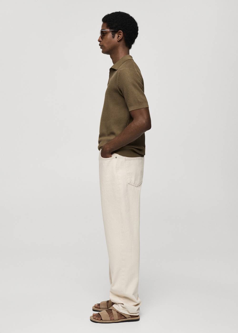 Mango Geripptes Strick-Poloshirt aus Baumwolle Saisonale Angebote