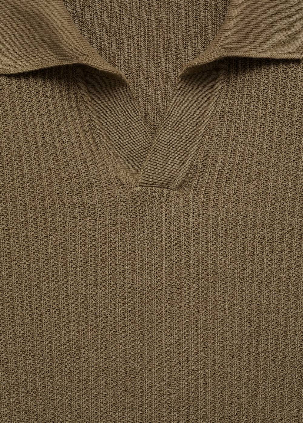 Mango Geripptes Strick-Poloshirt aus Baumwolle Saisonale Angebote