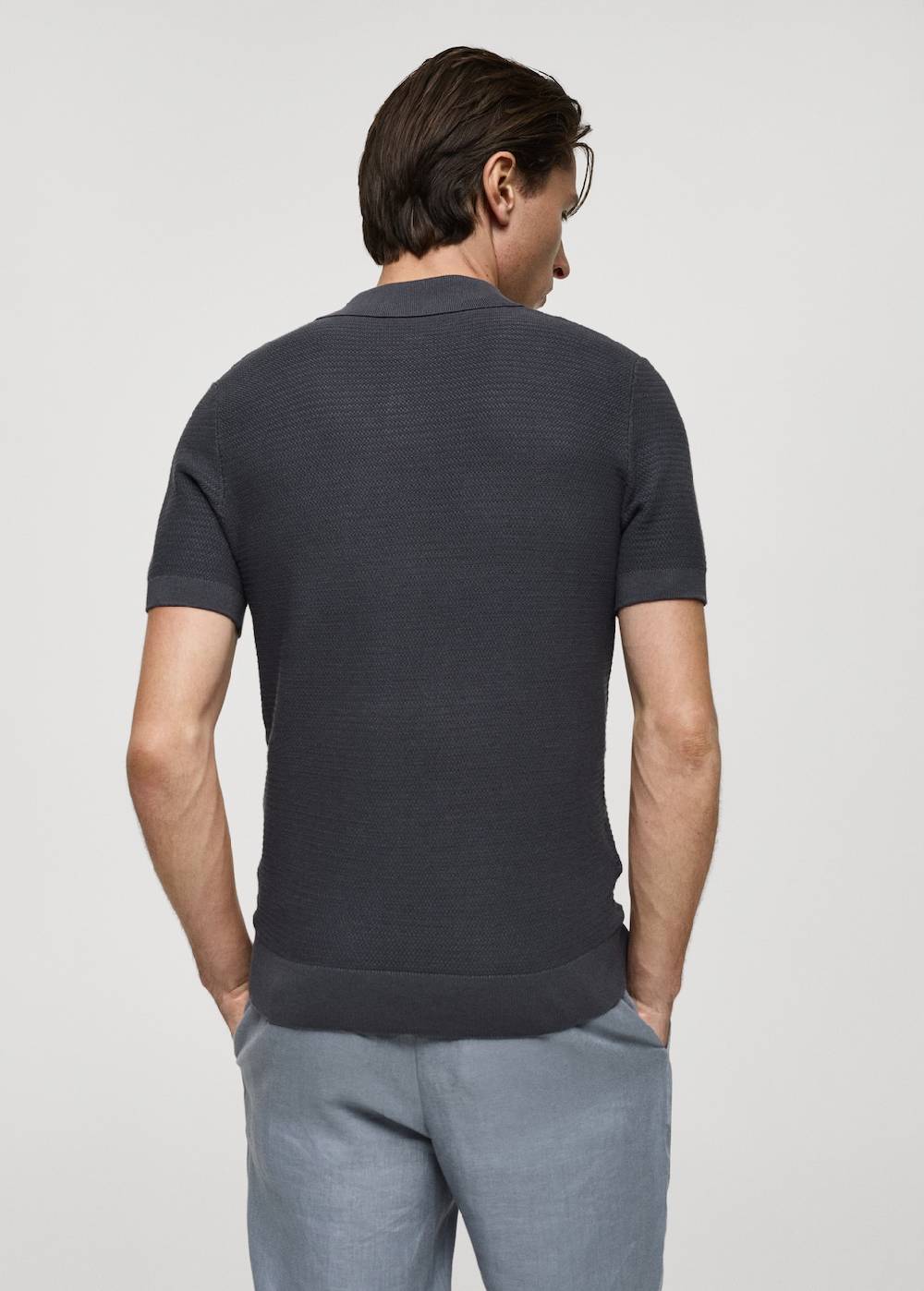 Mango Poloshirt aus Baumwolle mit Tencel in Flechtoptik Neueste Stile