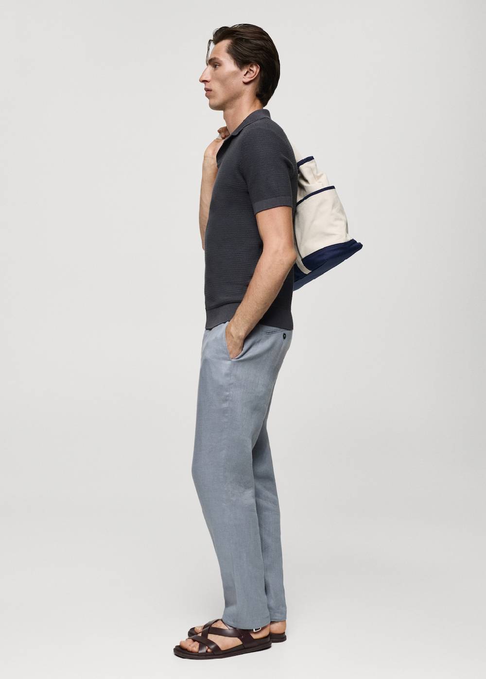 Mango Poloshirt aus Baumwolle mit Tencel in Flechtoptik Neueste Stile