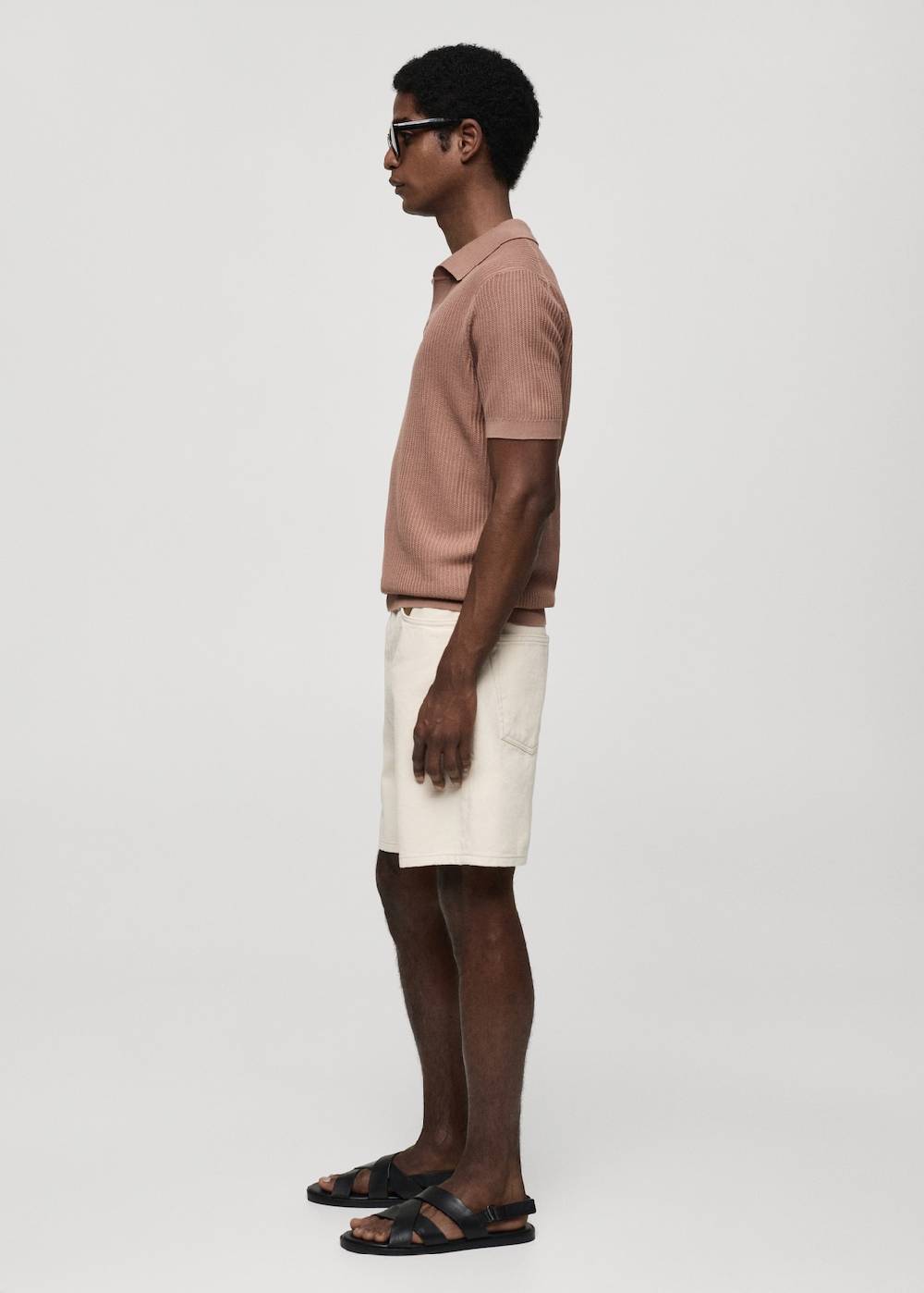Mango Geripptes Strick-Poloshirt aus Baumwolle Super Rabatt