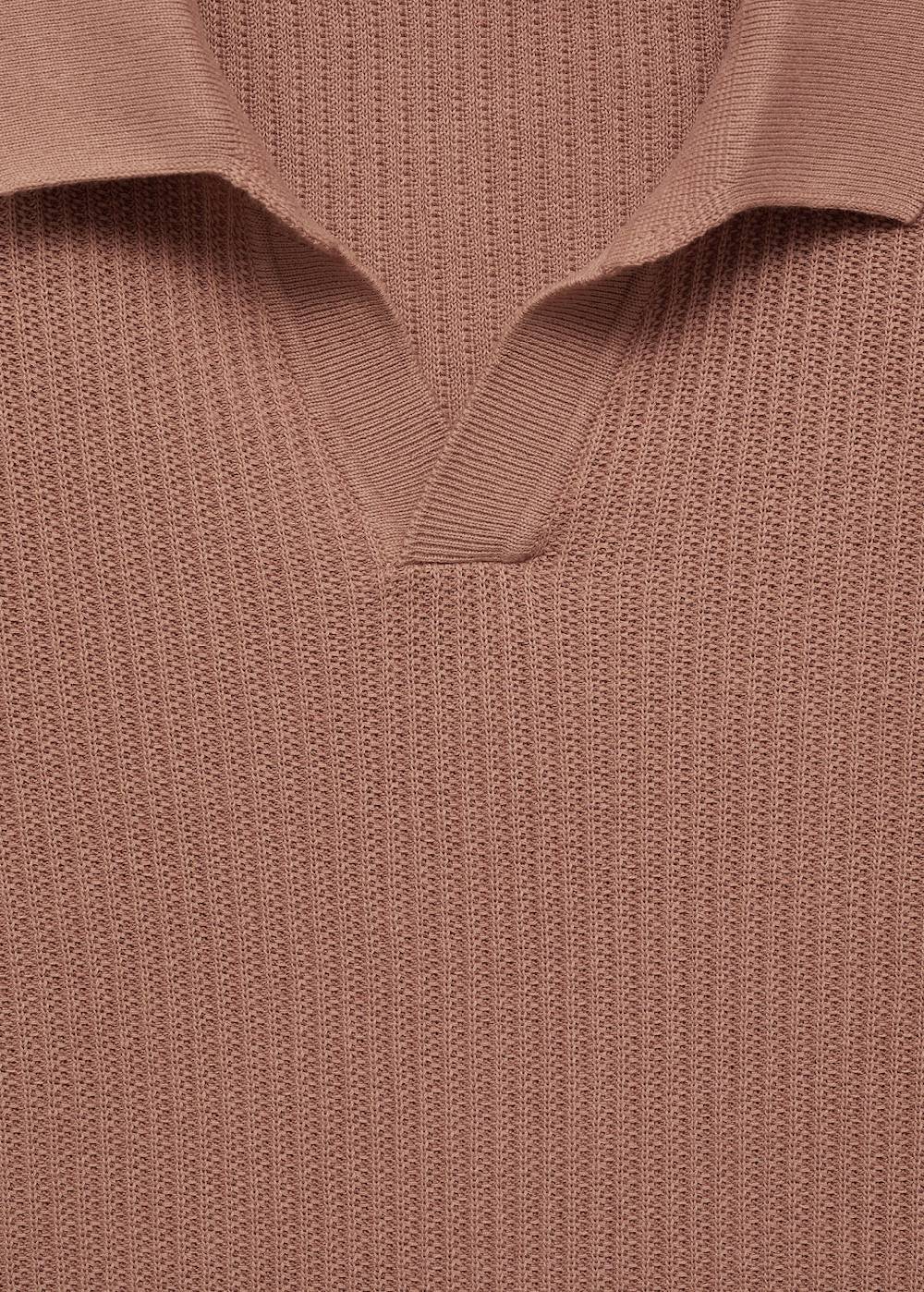 Mango Geripptes Strick-Poloshirt aus Baumwolle Super Rabatt