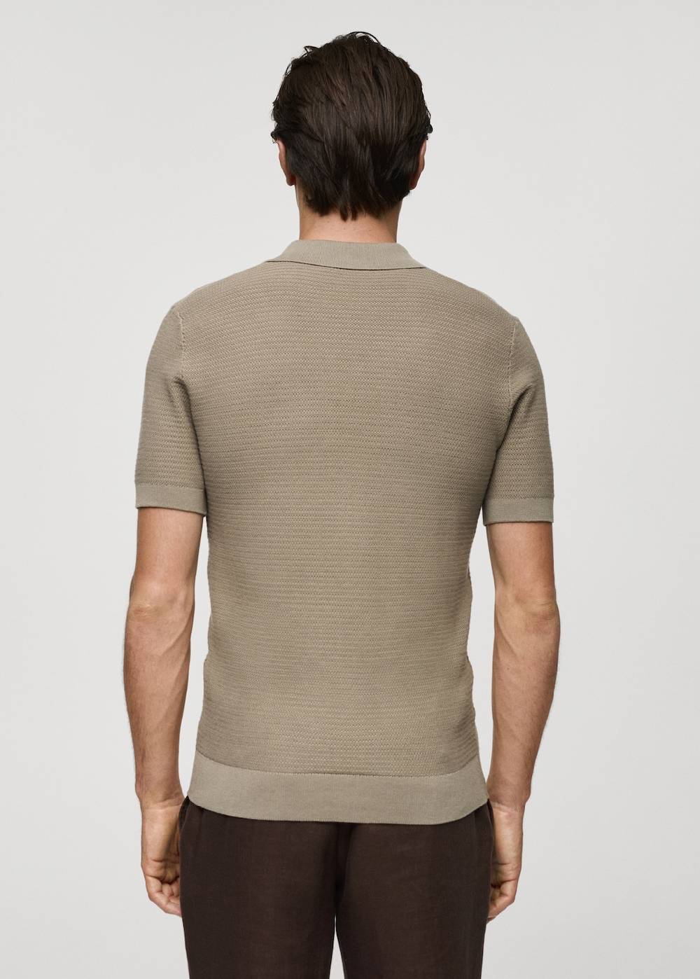 Mango Poloshirt aus Baumwolle mit Tencel in Flechtoptik Kostenloser Versand international