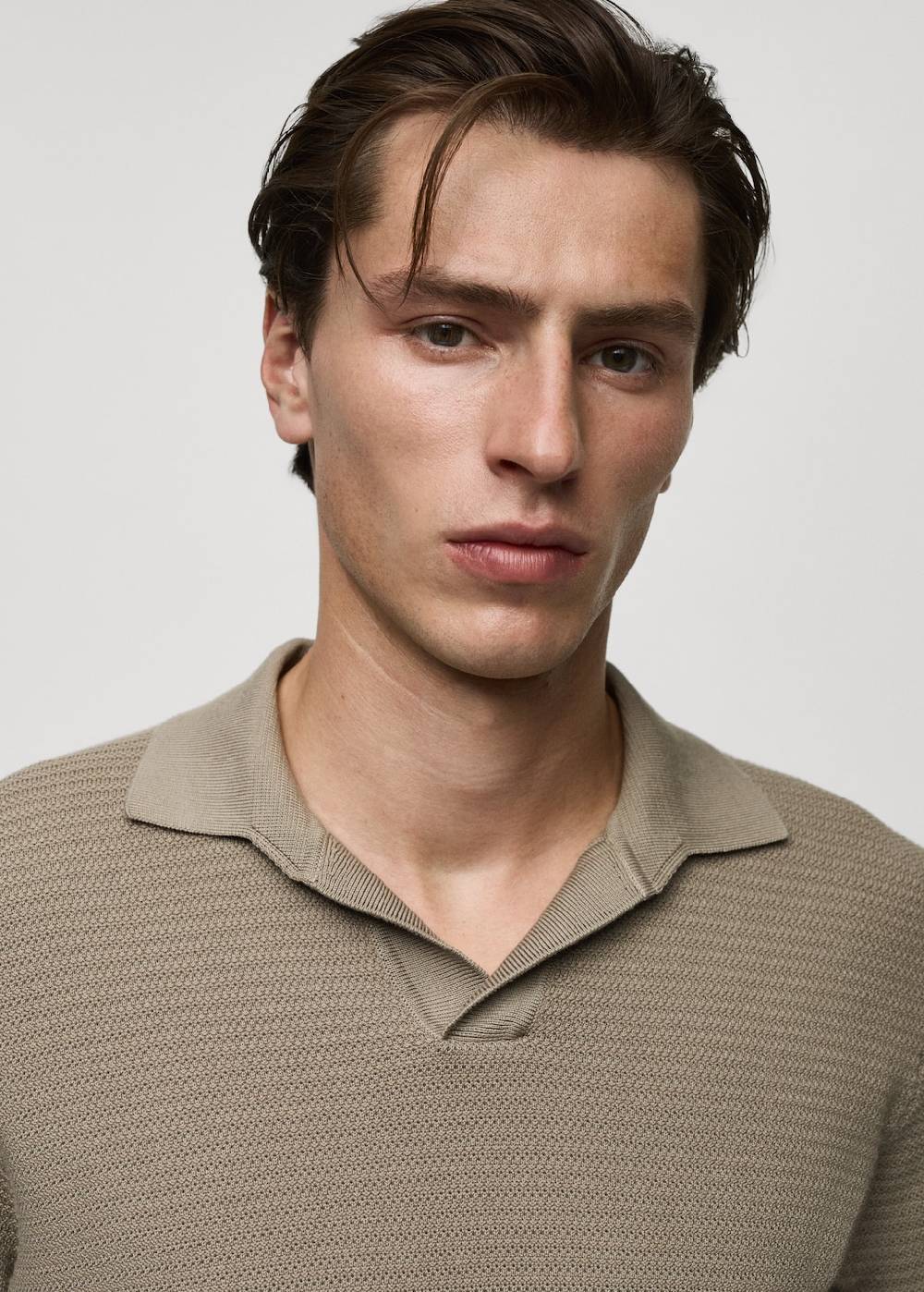 Mango Poloshirt aus Baumwolle mit Tencel in Flechtoptik Kostenloser Versand international
