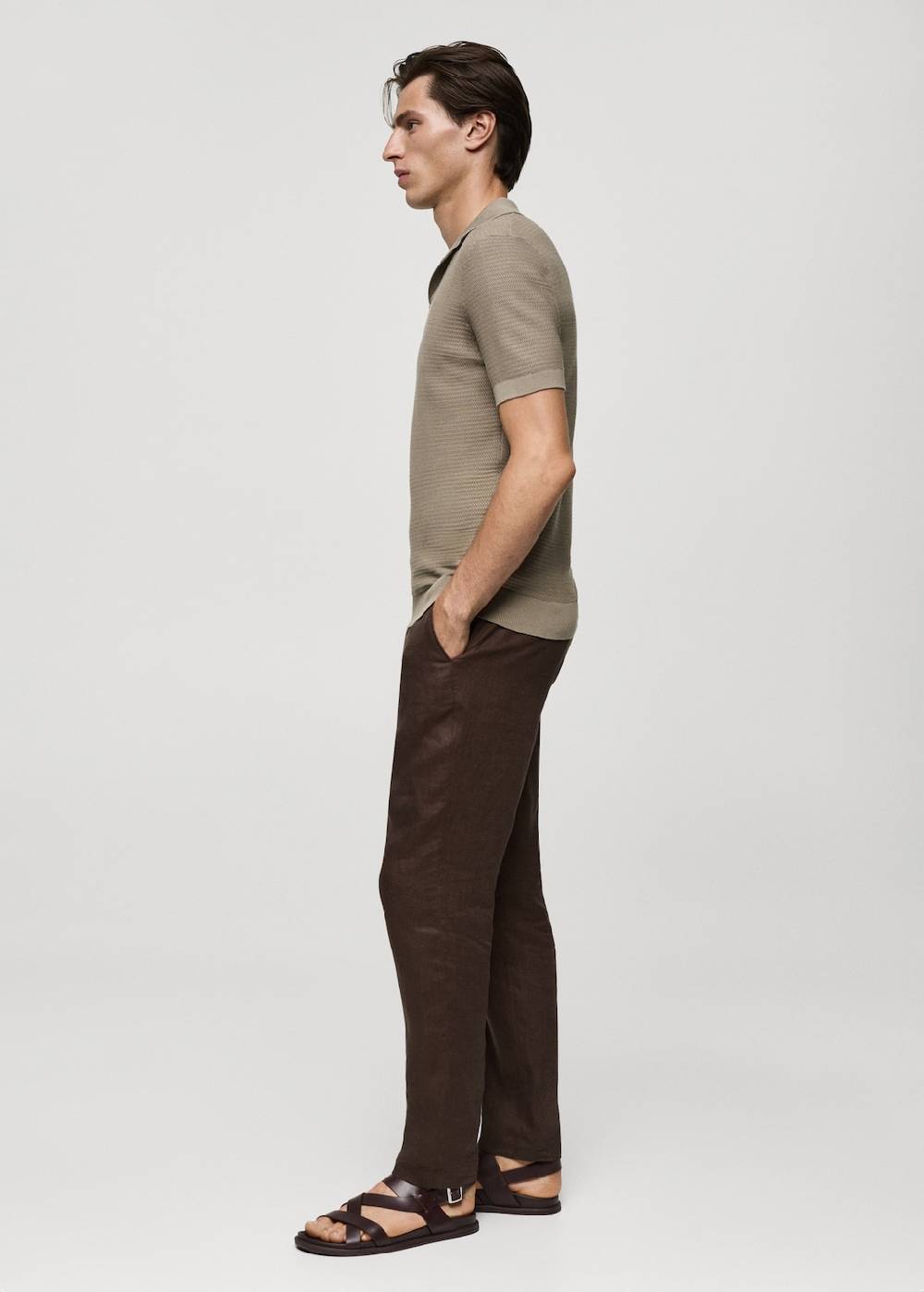 Mango Poloshirt aus Baumwolle mit Tencel in Flechtoptik Kostenloser Versand international