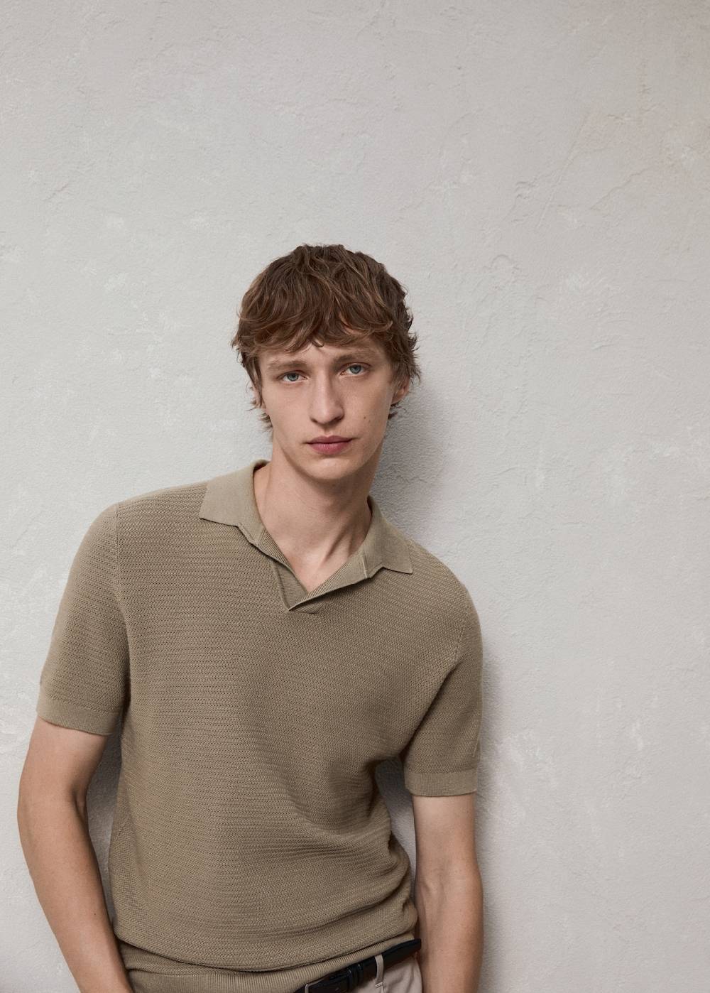 Mango Poloshirt aus Baumwolle mit Tencel in Flechtoptik Kostenloser Versand international