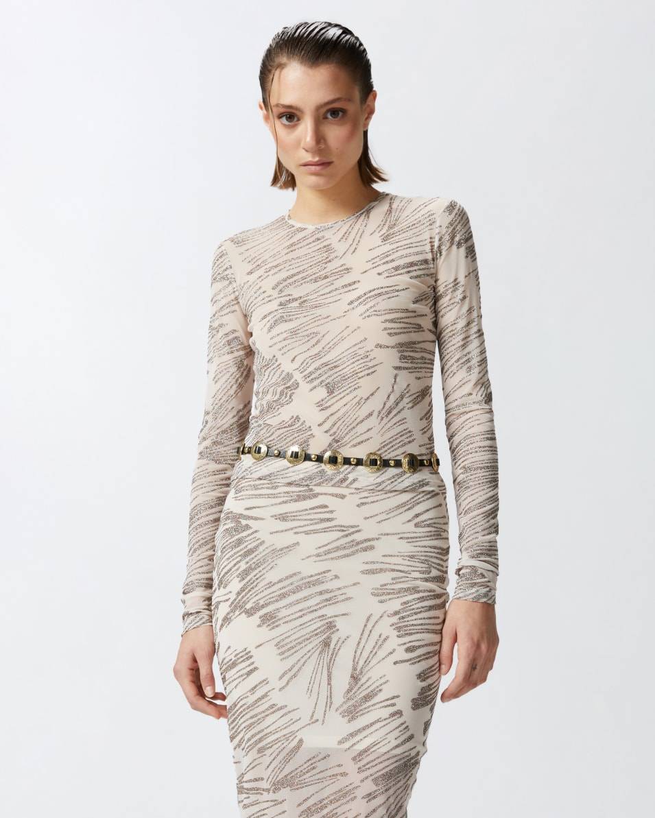 Pinko Shirt aus Tüll mit Glitzerprint Rabatt