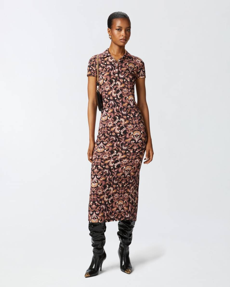 Pinko Langes geblümtes Kleid mit kurzen Ärmeln Cyber Monday