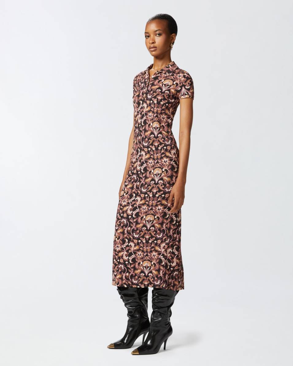 Pinko Langes geblümtes Kleid mit kurzen Ärmeln Cyber Monday