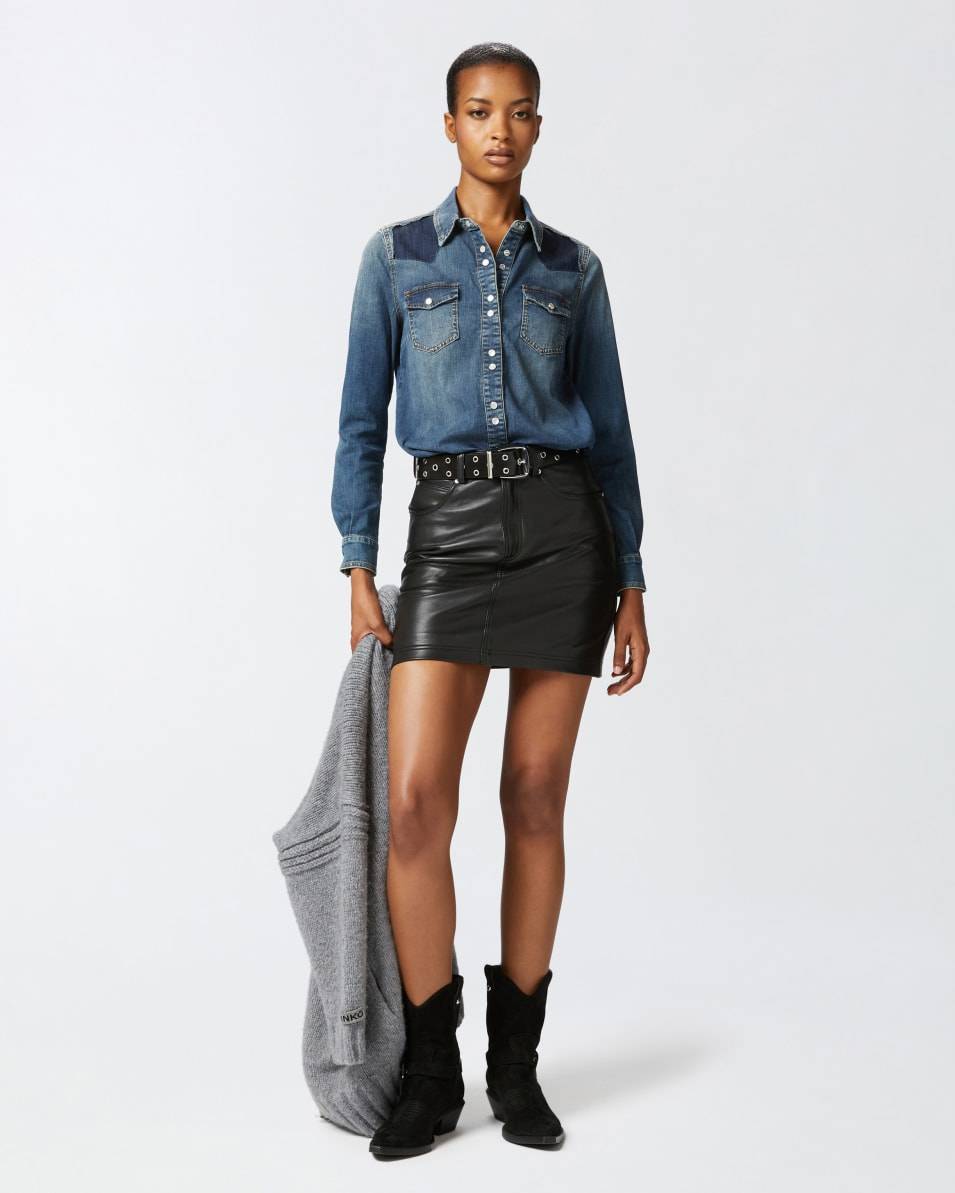 Pinko Leichtes Hemd aus blauem Twill mit Stretchanteil Vatertagsangebot