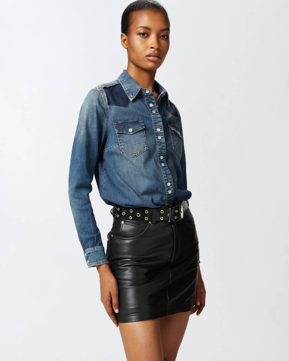 Pinko Leichtes Hemd aus blauem Twill mit Stretchanteil Vatertagsangebot