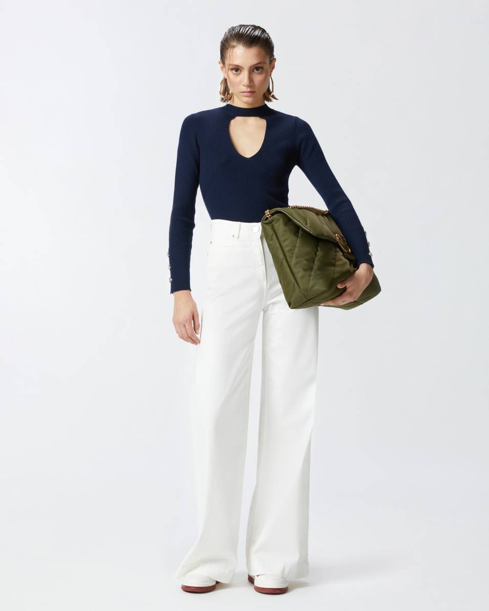 Pinko Wide-Leg-Hose aus gefärbtem Twill Große Rabatte