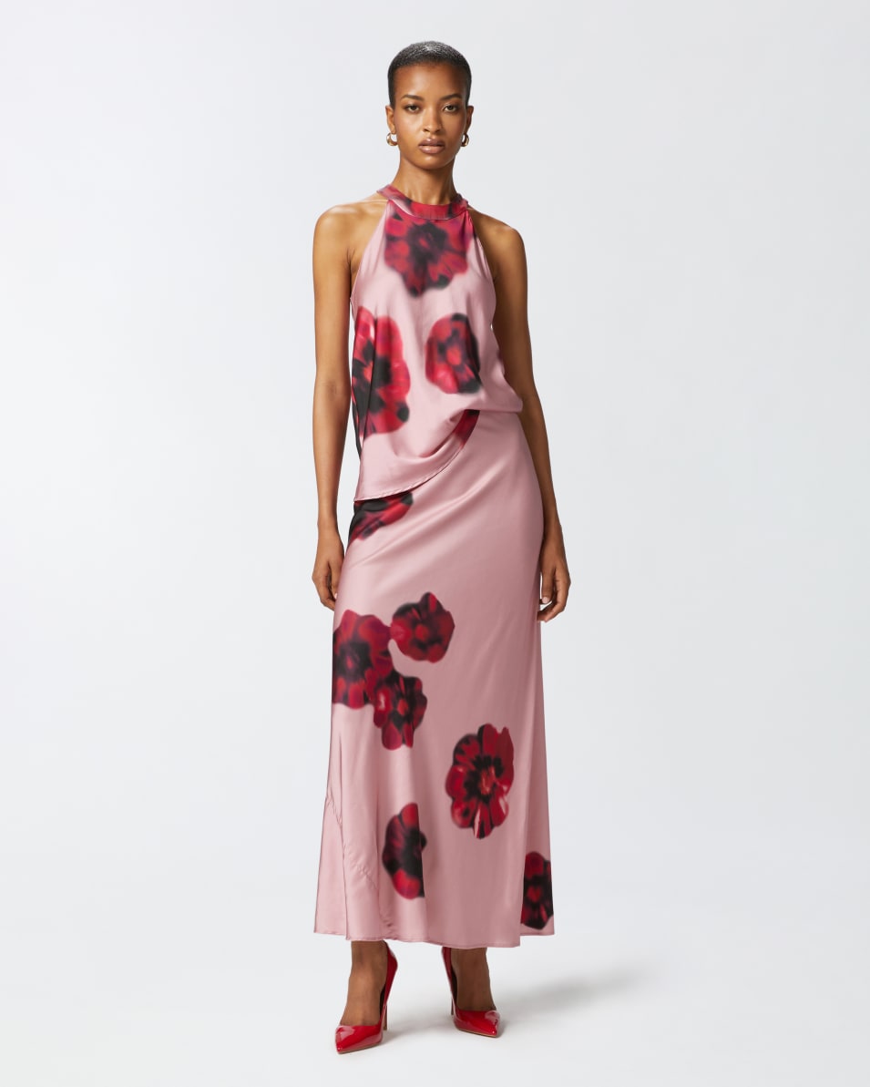 Pinko Langer Satinrock mit Blumenprint Riesige Ersparnisse